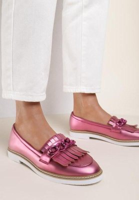 Жіночі туфлі лофери малинові низький хід 016687 фото