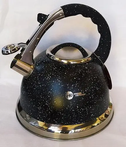 Купити Чайник металевий зі свистком для газової плити HIGHER KITCHEN (ZP-021), 3,5 к., Чорний ZP-02101 в інтернет магазині Акційний Шоп