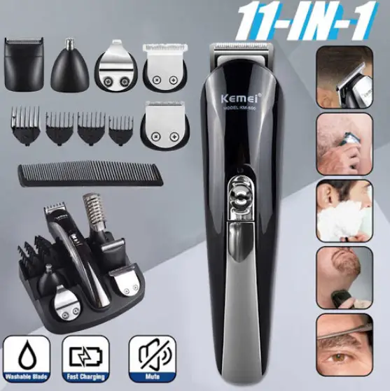 Купити Машинка тример для стриження волосся KEMEI KM-600 (11 В 1 + Підставка) 48019 в інтернет магазині Акційний Шоп