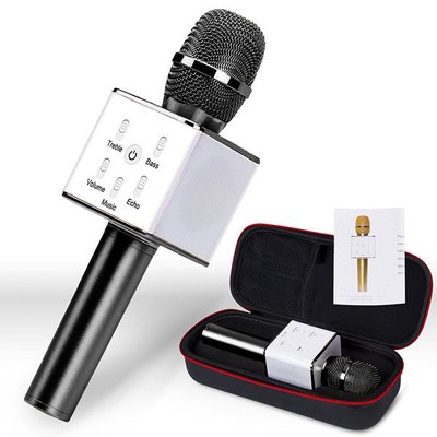 Bluetooth-мікрофон для караоке Q7 Блютуз мікро + ЧОХОЛ Чорний 3811141 фото