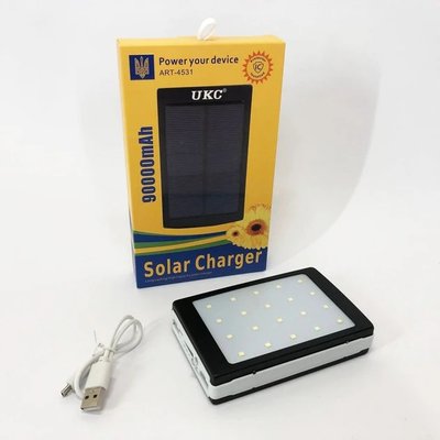 УМБ Power Bank Solar 90000 mAh мобільне зарядне із сонячною панеллю та лампою, Power Bank Charger ART-4531 ART4531 фото