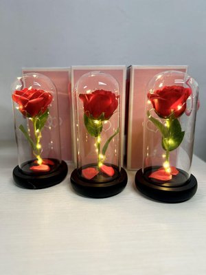 Троянда в колбі Велика з підсвіткою, Червона, Троянда в колбі з підсвіткою REDS25 фото
